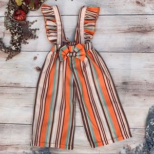 Girls Autumn Stripe Suspender Pants
